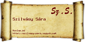 Szilvásy Sára névjegykártya